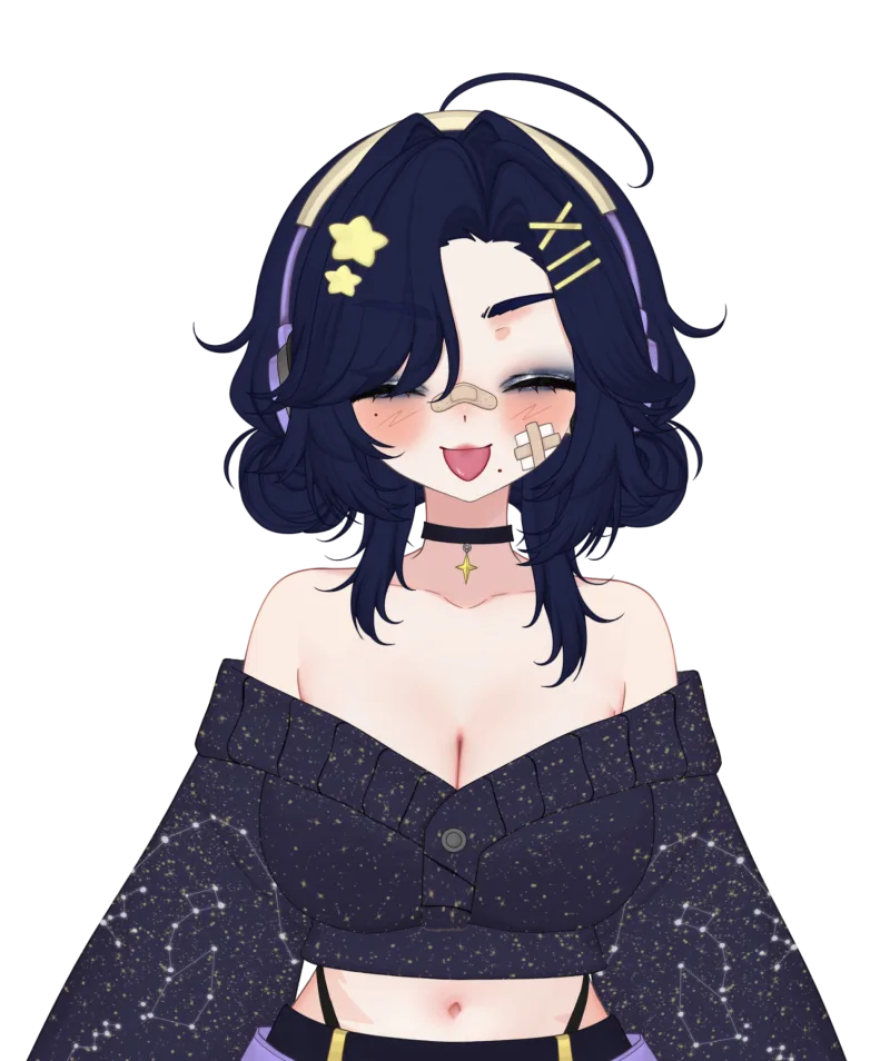 Gigi’s VTuber model in her constellation sweater