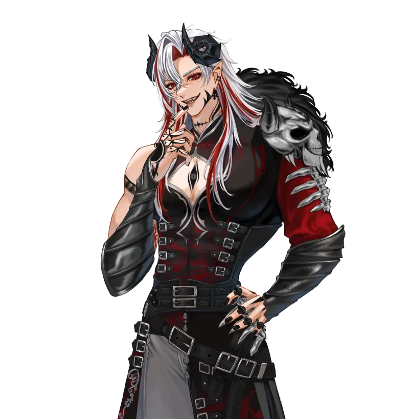 Haru in his skull-pauldron outfit