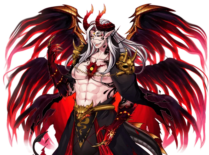Haru in his demon form, wings spread