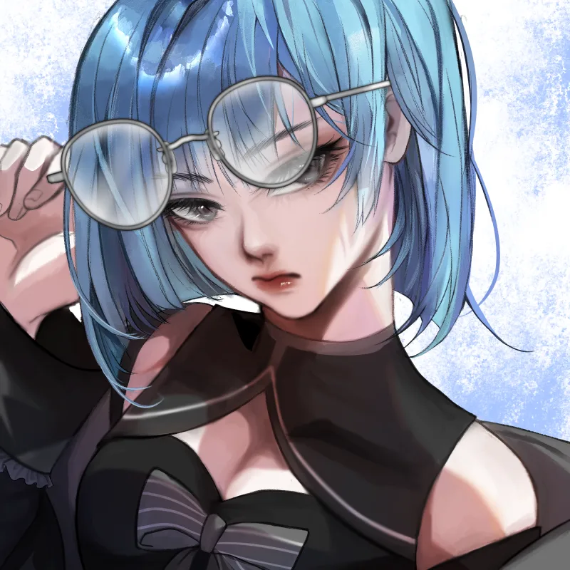 Lisa up close, glasses catching the light