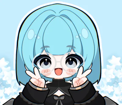 Chibi Lisa peeking with both hands up
