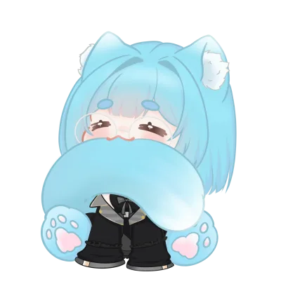 Chibi Lisa hugging a plush