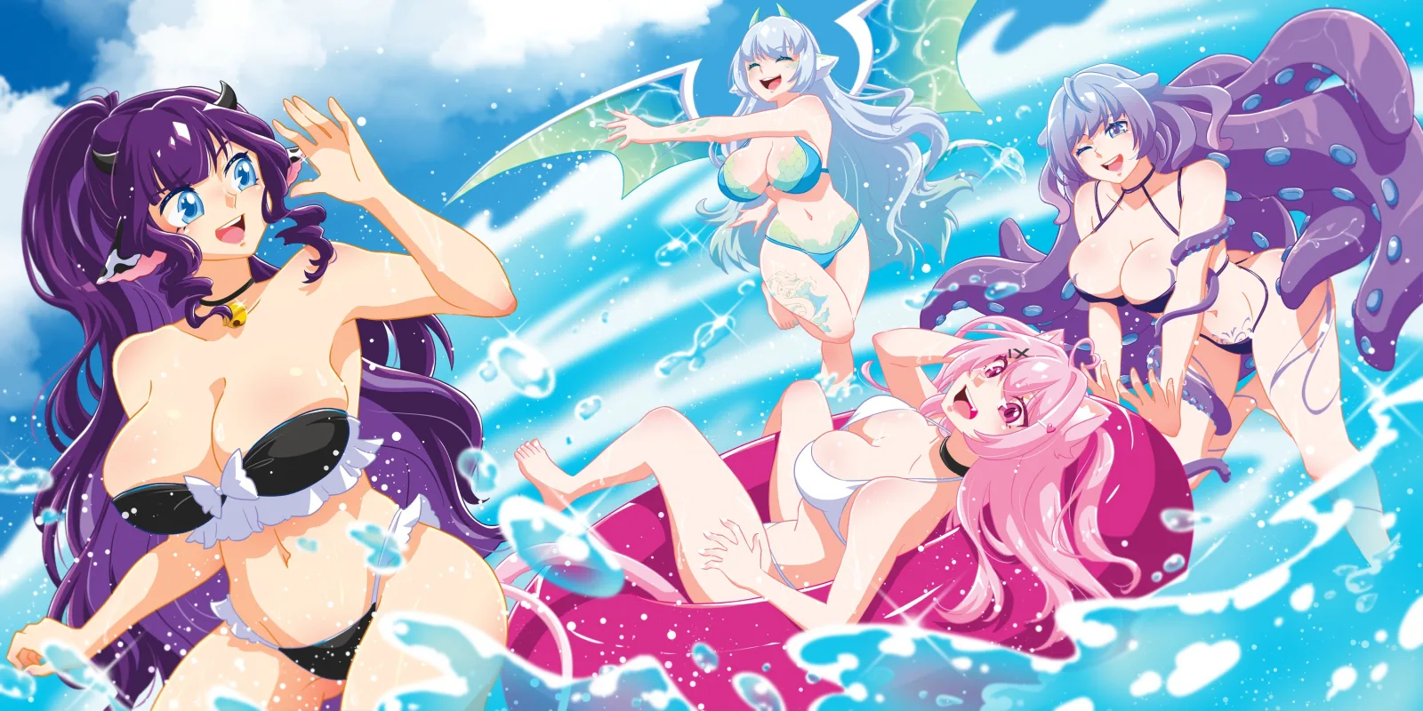 Momo's forms together at the beach
